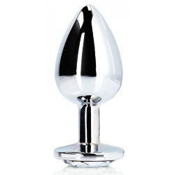 Ouch! Bijou anal Round Gem M 7 x 3.3 cm Argenté-Transparent